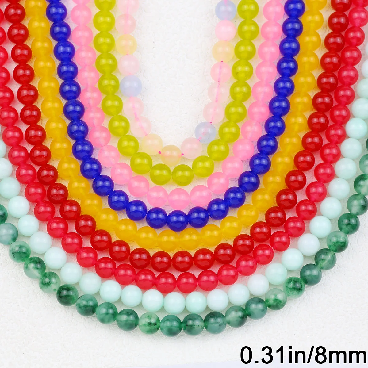 8mm 41pcs Natural Chalcedony Stone Beads Multicolor Round Spacer Loose Bead For Jewelry Making Diy Bracelets Necklaces Earrings