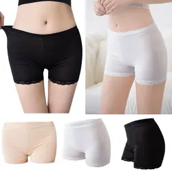 Summer Spring  High Waist Women Safety Shorts Ice Silk Lace Safety Pants High Elasticity Big Size Soft Underpants for Female