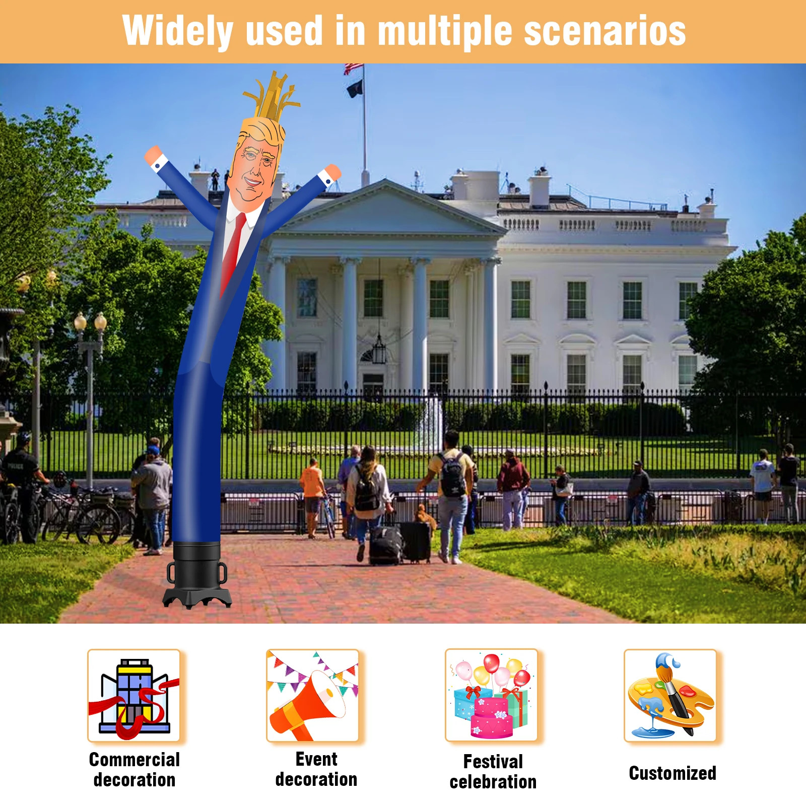 6/10/15/20FT Tall Inflatable Trump4 Dancing Guy for Outdoor Decoration Advertising(Blower Not Included)