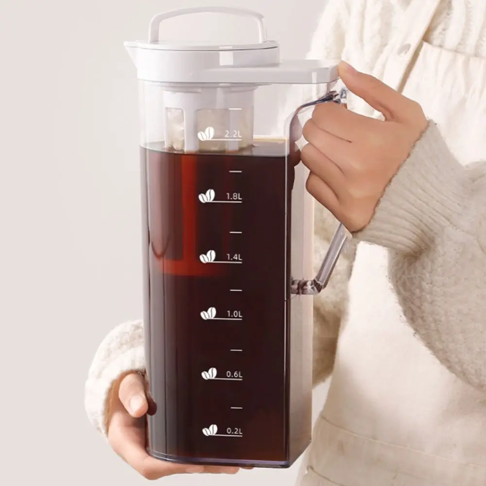 Large Capacity Cold Brew Coffee Pot Sealed Leak-proof Cold Brew Teapot with Filter Transparent Fridge Water Pitcher Refrigerator