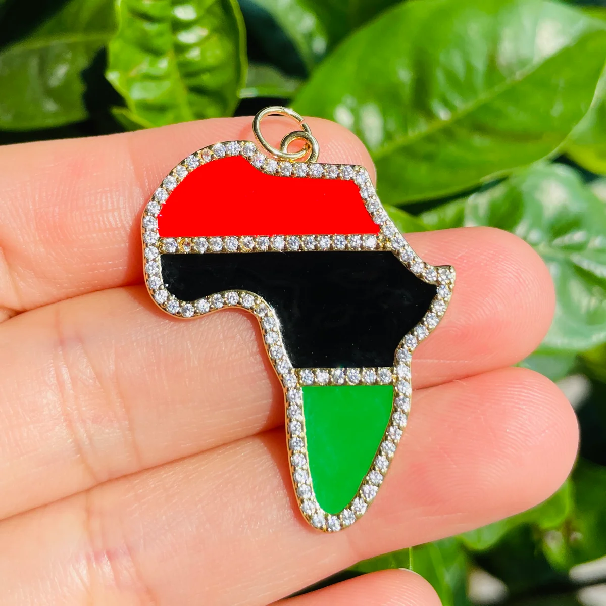 

5pcs Red Black Green Enamel Zirconia Pave Africa Map Charm Black Lives Matter Pendant for Bracelet Necklace Jewelry DIY Findings