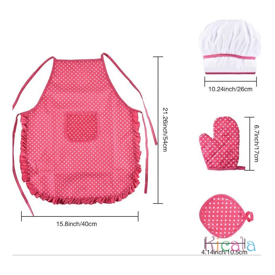 11PCS Kids Koken Bakset Chef Set Inclusief Schort voor Meisjes Chef Hoed Mitt & Gebruiksvoorwerp Cadeaus voor Kinderen Kerst Verjaardag Speelgoed