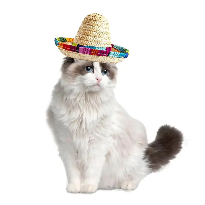 Mexican Pet Straw Hat Mini Mexican Pet Straw Hat Designed With Natural Fabrics And Straw Pet Hat For De Mayo Small Pets Cats