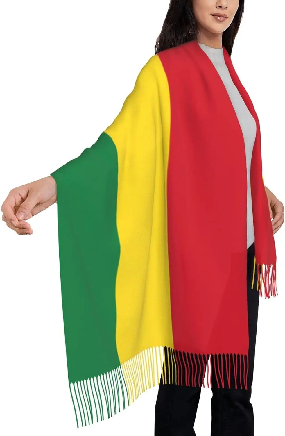 여성용 레게 라스타 깃발 오버사이즈 태슬 숄 스카프 랩