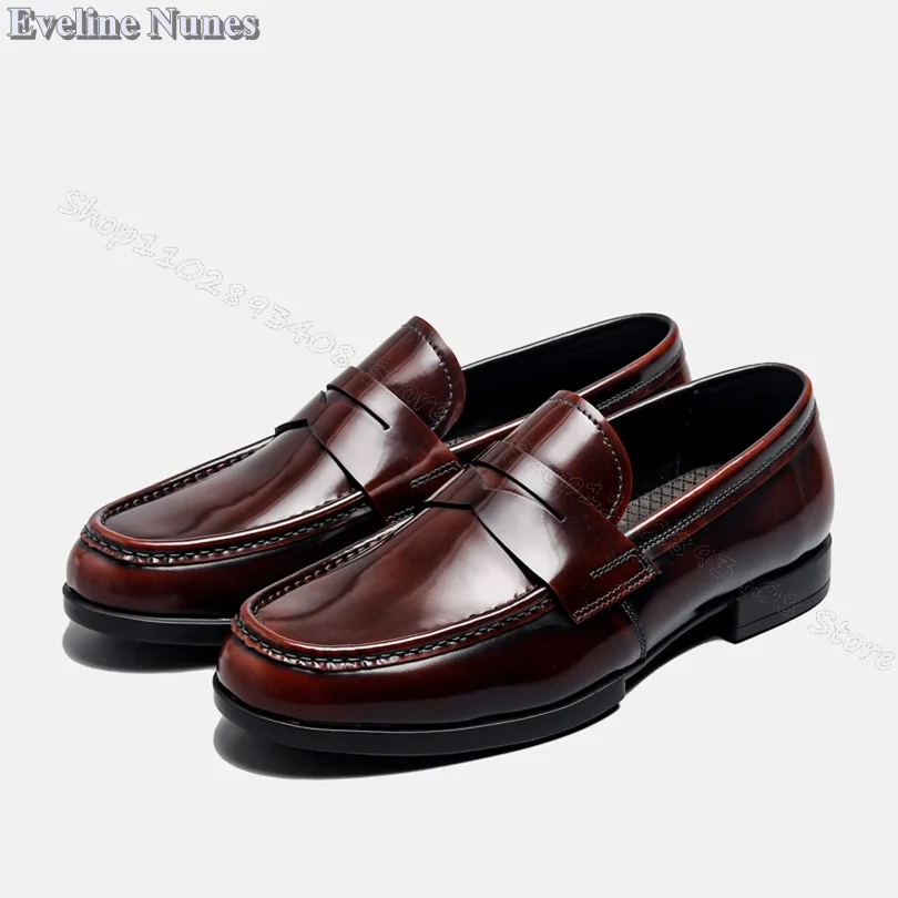 Crimson Sewing Soft Leather Loafers Slip on for Office Round Toe Comfortable Party Dress Men Shoes Size 38~46 Zapatillas Mujer