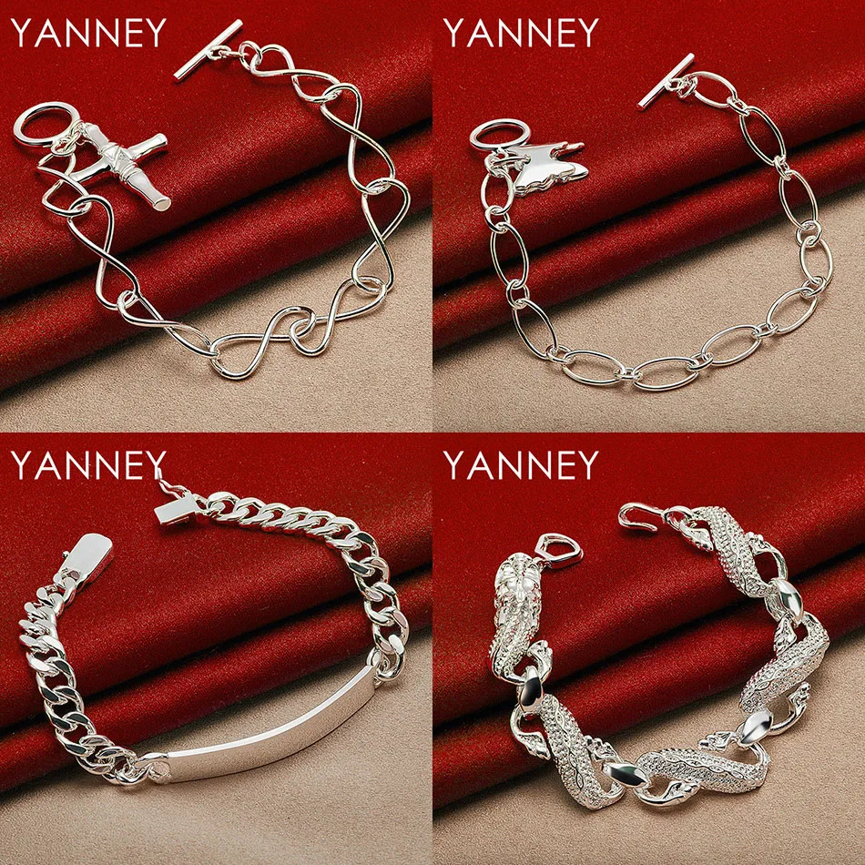 

Fashion 925 Sterling Silver 8 Inch Exquisite Cross Butterfly Bracelet Women Jewelry Charm Party Accessories