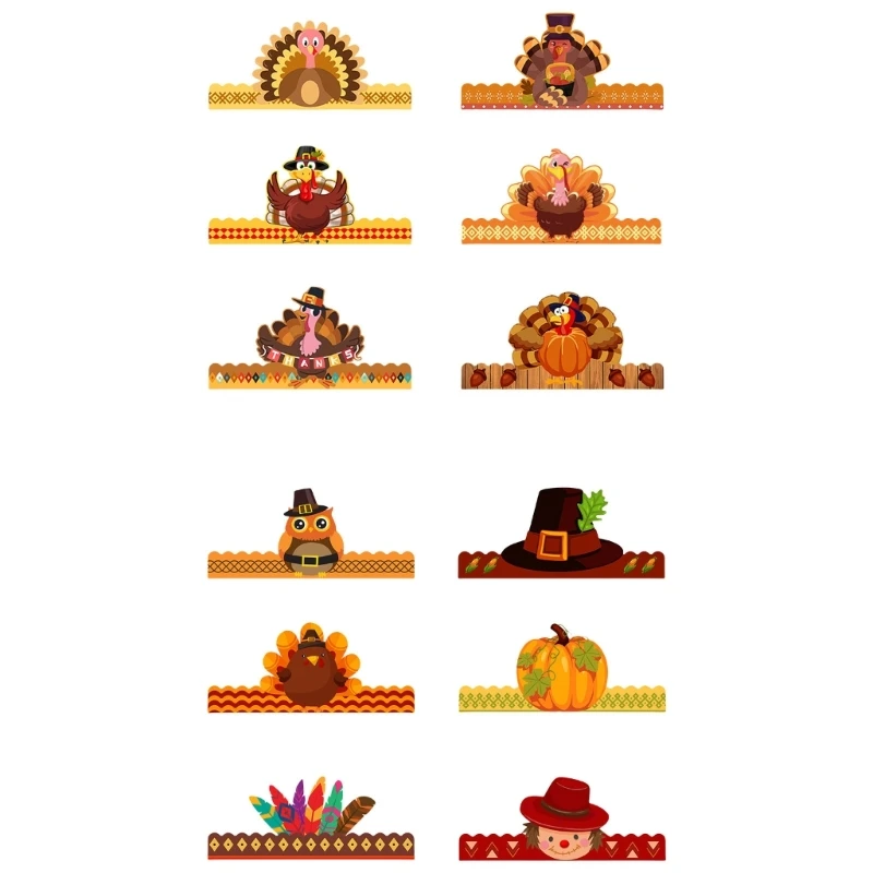 

Adjustable Turkey Hat Paper Hat Festival Headwear for Thanksgiving Christmas Party Fun for All Ages 6Pcs/Set Dropship