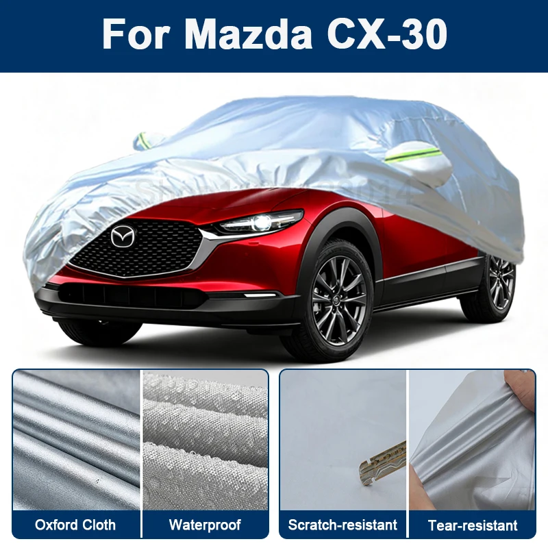 

Всепогодный чехол для автомобиля Mazda CX-30 с отражающими полосами, водонепроницаемый, снегозащитный, пылезащитный, с защитой от УФ-излучения, внешние аксессуары