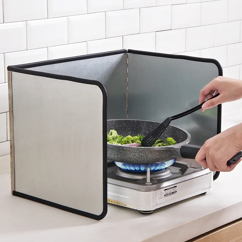 Kitchen Stove Splatter Guard Sink Splashback Galvanized Steel Sheet Grease For Frying Oil Splatter Insulation Board Protective