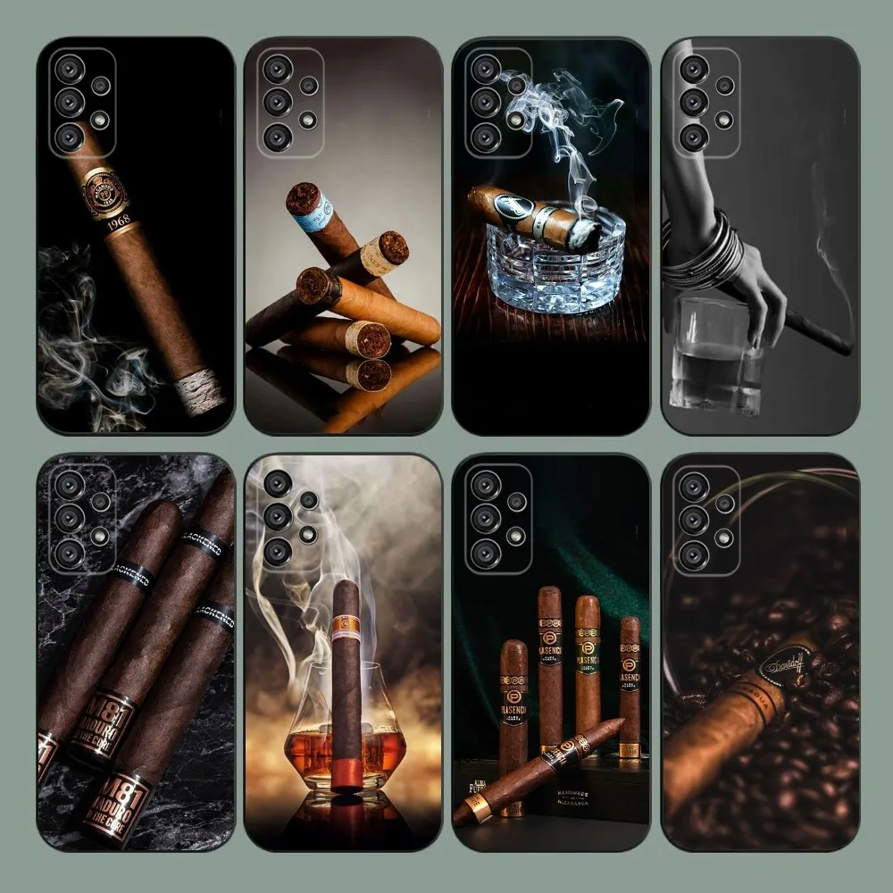 

Cigar Cigarette Phone Case For Samsung Galaxy A20,A21s,A22,A31,A32,A52,A53,A72,73,A80,A91 Soft Black Cover