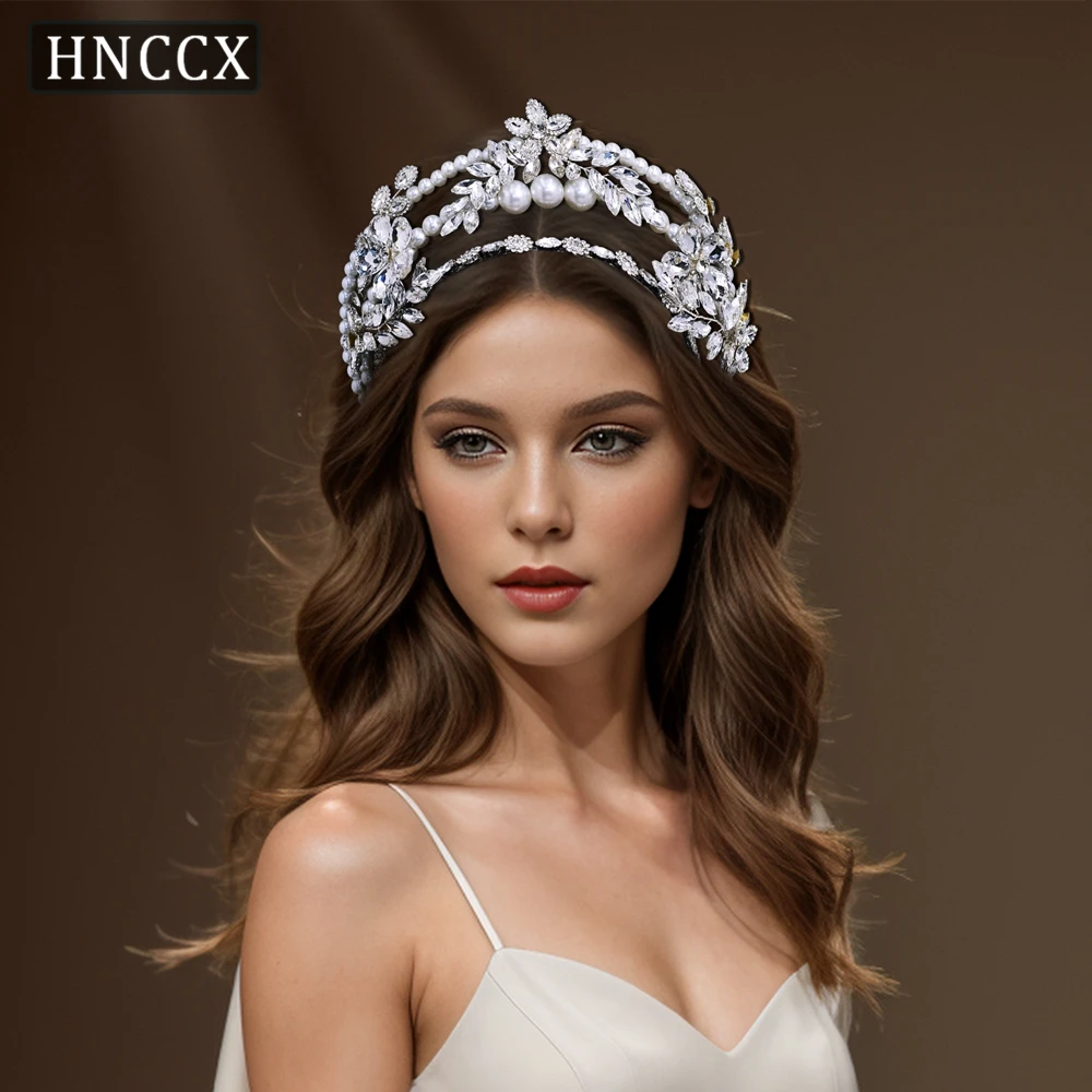 

HNCCX Silver Color Rhinestone Bridal Crown Handmade Wedding Hair Accessories Party Bride Hair Jewelry for Women Headband CP710