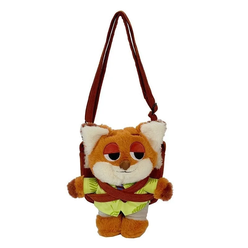 Zootopia Judy and Nick Plush Crossbody Bag Cartoon Character Doll Backpack for Women Girls Cute Animal Figure Purse