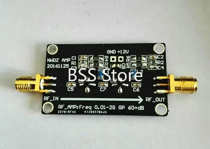 RF Broadband Amplifier Low Noise Amplifier LNA 0.1M-2G Gain 60dB Two-stage Amplifier Module Sensor