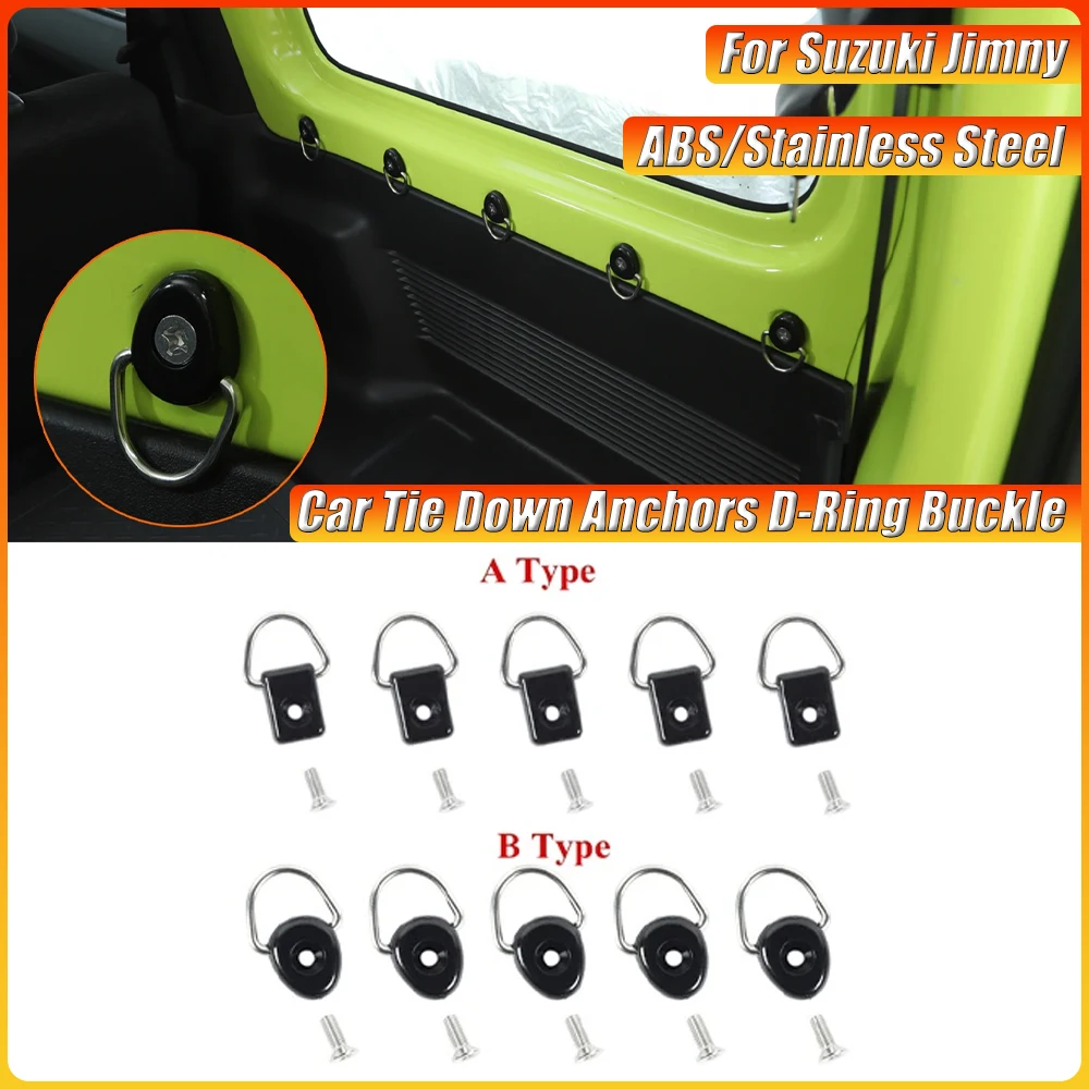 For Suzuki Jimny 2023 2022 2021 2020 2019 JB64 JB74 Car Tie Down Anchors D-Ring Buckle Interior Accessories ABS/Stainless Steel