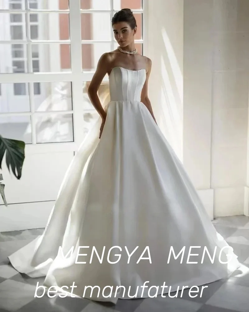 2025 High End Customized Luxe Satin A Line Wedding Dress Lavish Design High Neck Beaded Long Sleeve Princess Bridal Gown 2025