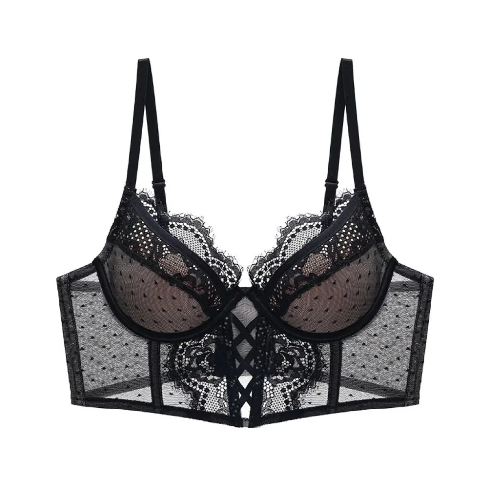 Brassiere French Lace Soft Underwire Thin Cup Push‑Up Boning Shaping Upper Support Side Collect Armpit Fat Comfort Lingerie Bra