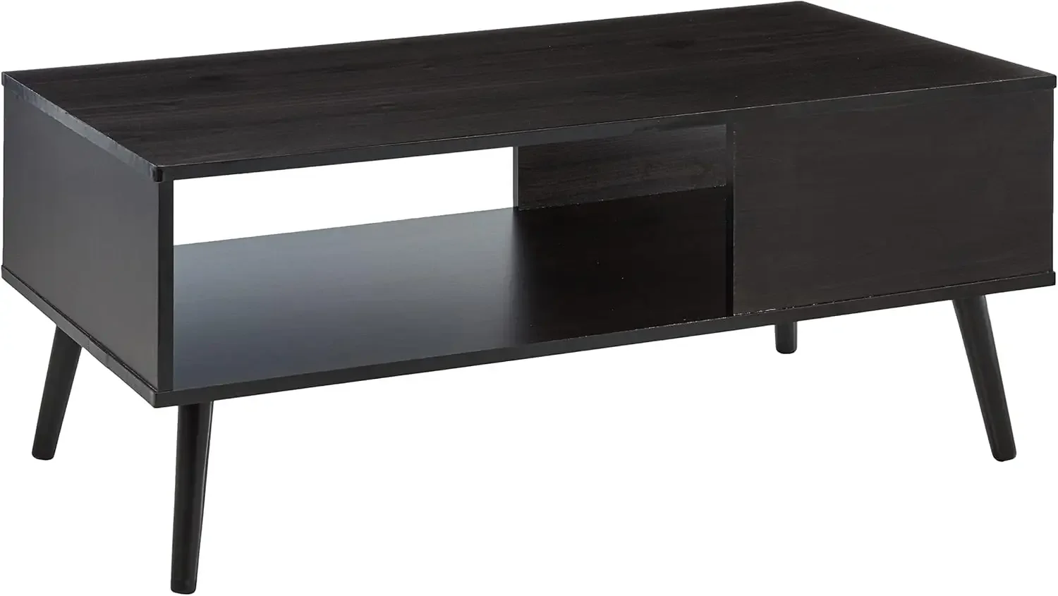 Furinno Claude Mid Century Style Coffee Table with Wood Legs, Espresso Large Non-Lift Top USA