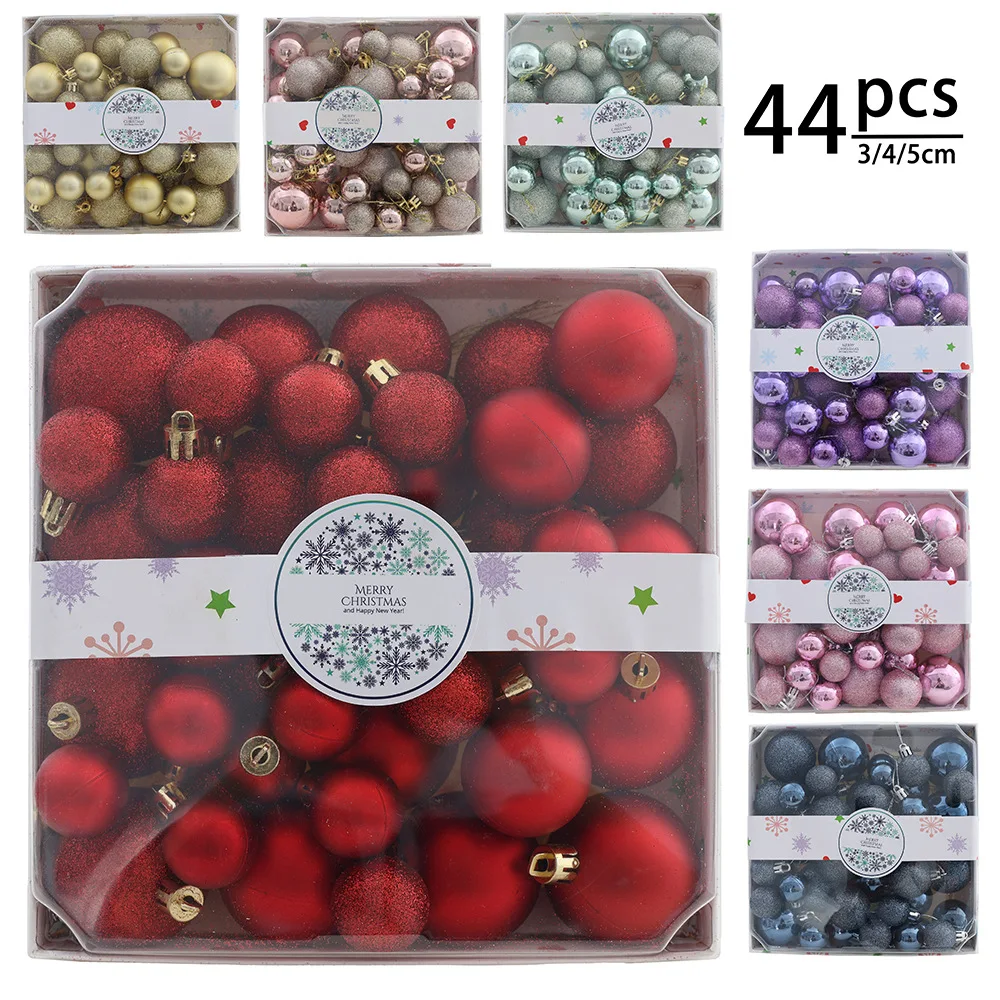 

3/4/5cm 44pcs Christmas Ball Ornaments Christmas Tree Party Home Decoration New Year Christmas Spheres Hanging Pendant Balls
