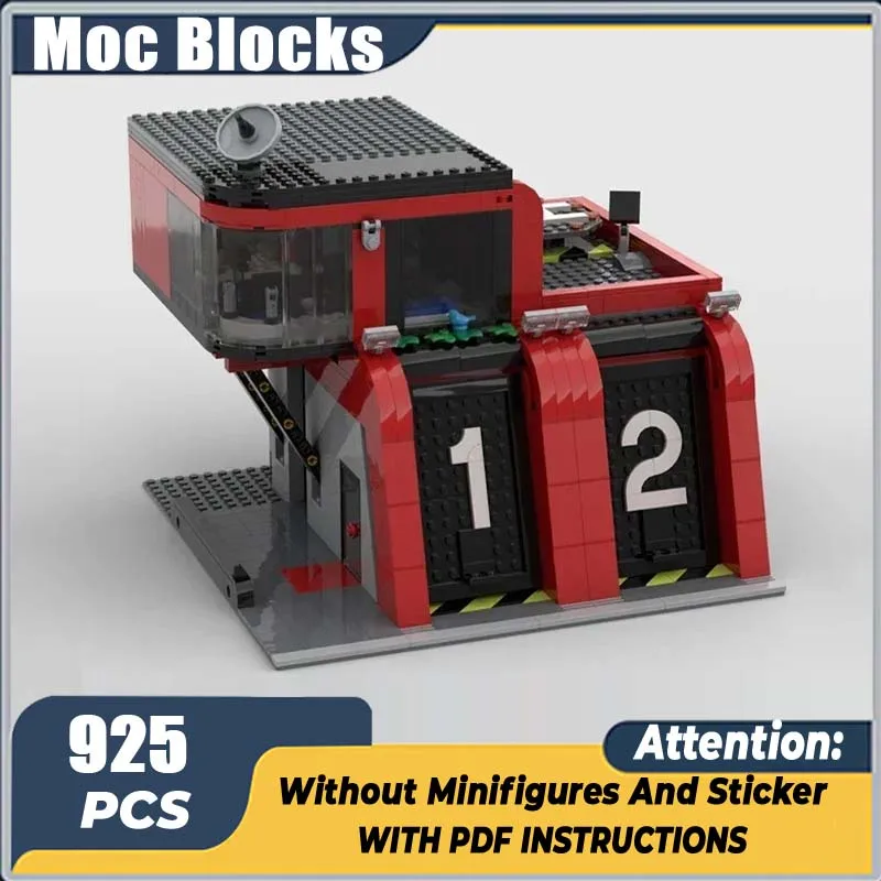 

City Street View Series Moc Building Bricks Fire Station Building Model Technology Modular Block DIY Toy Holiday Gifts