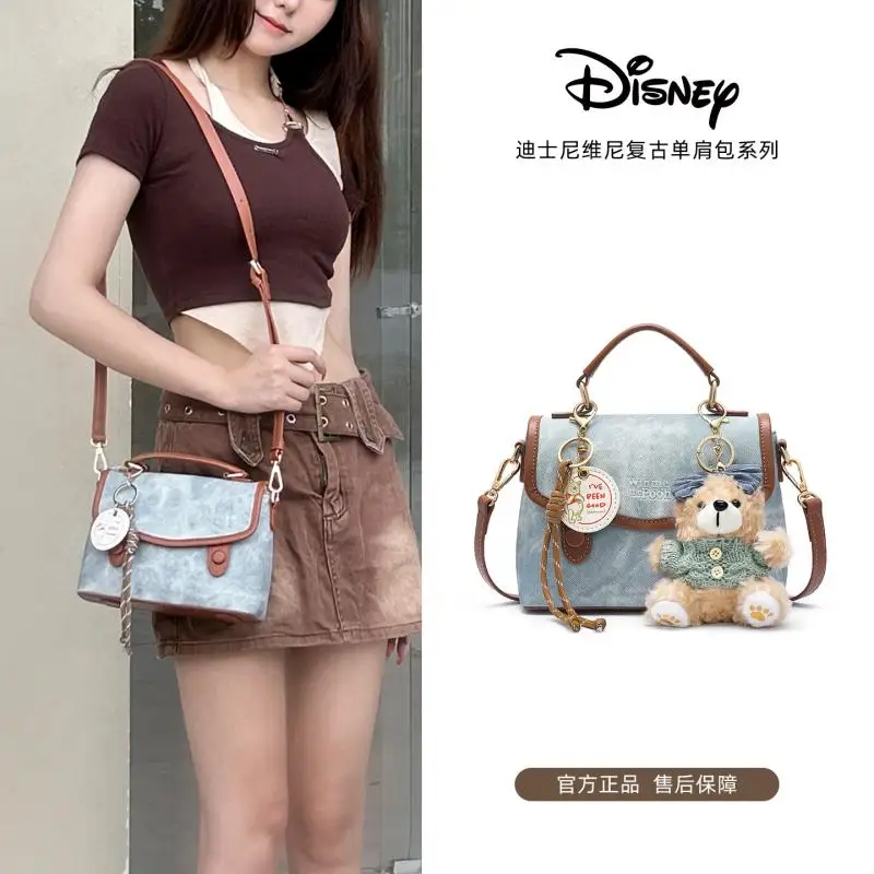 

Сумка через плечо Disney для женщин, модная и универсальная маленькая квадратная сумка через плечо, новинка 2025, женская высококачественная сумка в стиле ретро