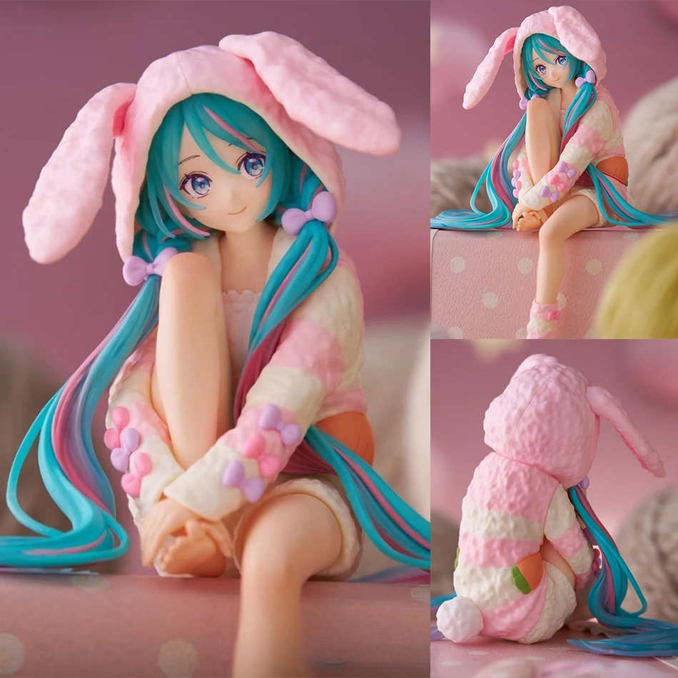 ฟิกเกอร์อนิเมะน่ารัก ฮัตสึเนะ มิคุ ขนาด 15 ซม. ตัวตุ๊กตาจุกปิดแก้วลายกระต่าย ชุดนอน ของตกแต่ง ของเล่นสะสม ฟิกเกอร์แอคชั่น ของขวัญ