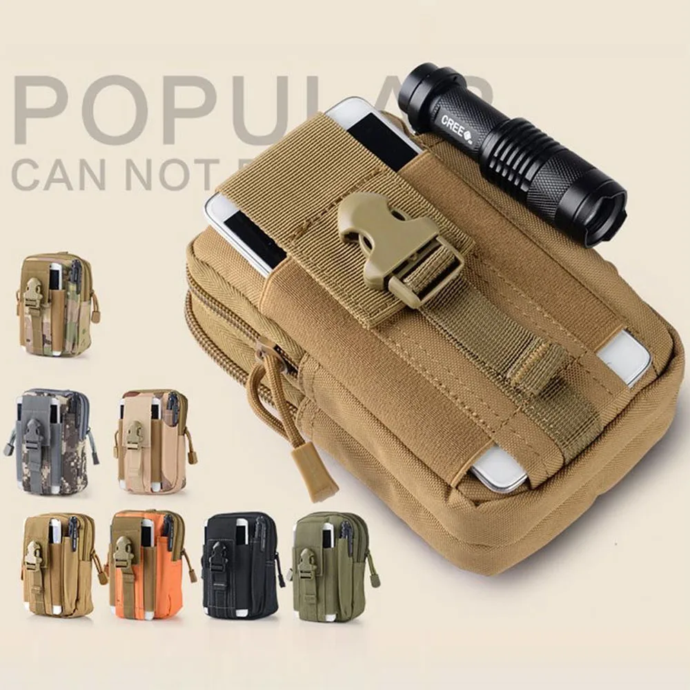 Tactical Small Hanging Bag, Outdoor Leisure Mini Multi-Functional Running Sports Waterproof Mobile Phone Bag, Black Tactical Waist Bag