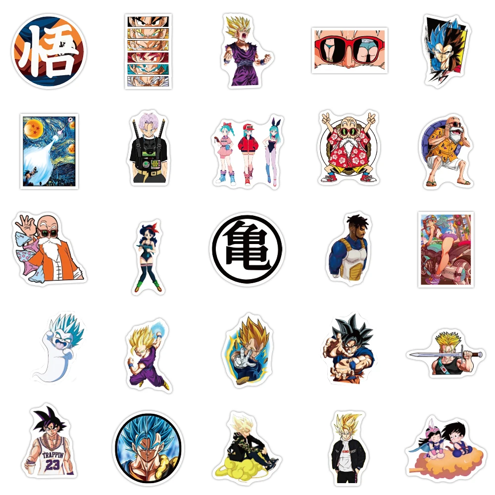 10/30/50/100pcs Dragon Ball Cool Anime Stickers Cartoon Son Guko Decals Toy DIY Luggage Motorcycle Phone Classic Sticker for Kid