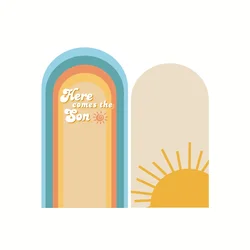 Mehofond Cover Arch Background Boho Rainbow Groovy Here Comes the Son Baby Shower Birthday Party Decor Backdrop Photo Doubleside