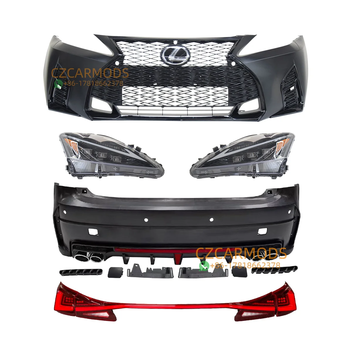 

Car Body Kit for LEXUS IS IS250 IS300 2006-2012 Upgrade Modified 2021-2023 IS F-sport Front Bumper Headlight Through Tail Light