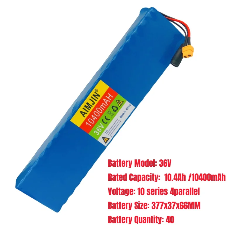 10S4P 36V 10.4Ah 18650 With BMS Li-ion Battery Pack High Power Modified Bicycle Scooter Electric Vehicle Battery