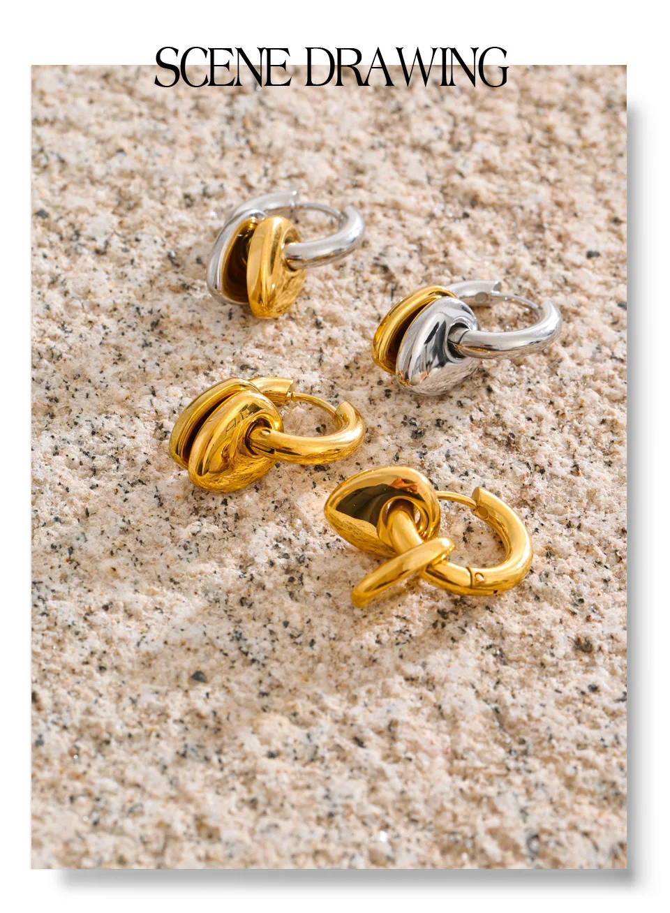 Yhpup Tägliche Doppel-Herz-Tropfen-Creolen aus Edelstahl für Damen, vielseitig, trendig, charmant, wasserdicht, Schmuck, Geschenk 2026 – Detail 4