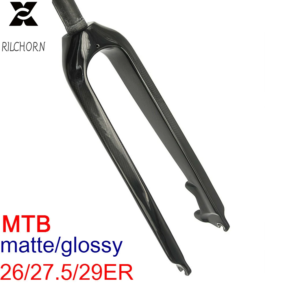 

RILCHORN 26/27.5/29inch Carbon MTB Fork 3K Weave Straight Tupe Fork Full Carbon Fiber Mountain Bike/racing Bike Forks No Logo