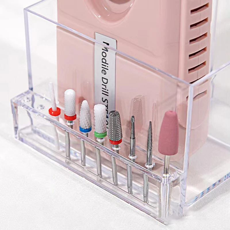 Scatola portaoggetti per punte da trapano per unghie Strumenti per manicure Supporto professionale Punte per trapano per unghie Organizer Stand Display Scatola per smerigliatrice per smalto