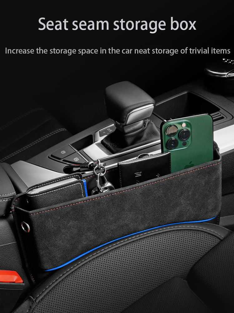 Wildleder Auto Sitz Seite Lagerung Tasche Für Auto Sitz Lücke Füllstoff Organizer Box Leder Auto Spalt Verstauen Ordentlich Innen Teile – Detail 1