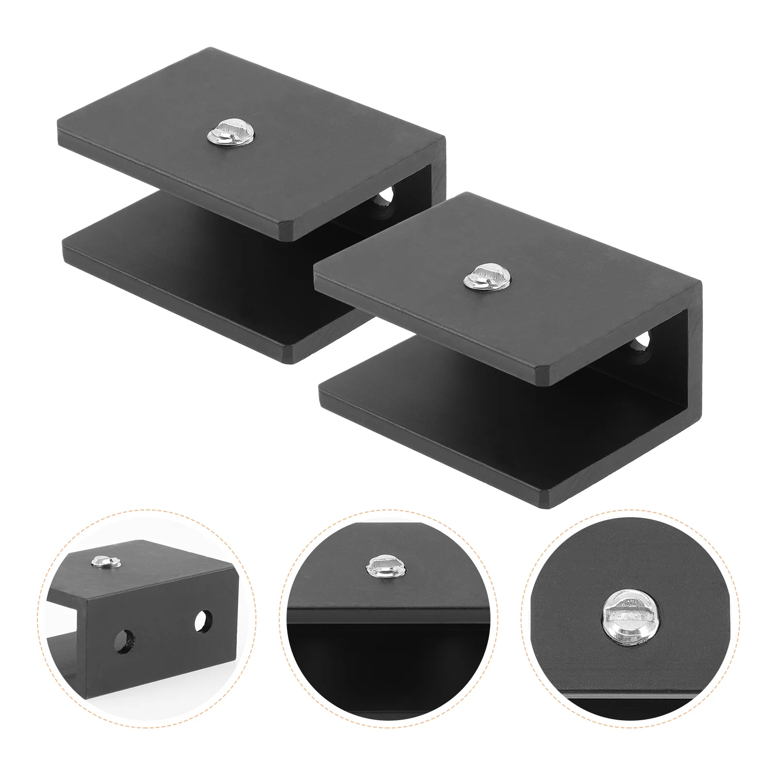 8-delige messing glasclip zwarte spiegelklembeugel ruimte aluminium plankbevestiging voor