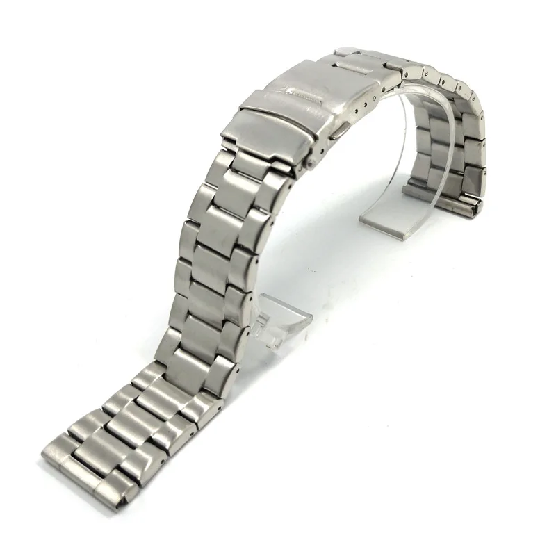 Stainless Steel Watch Band 20mm 22mm Black Silver Watch Strap Double Press Safety Buckle Metal Wristband