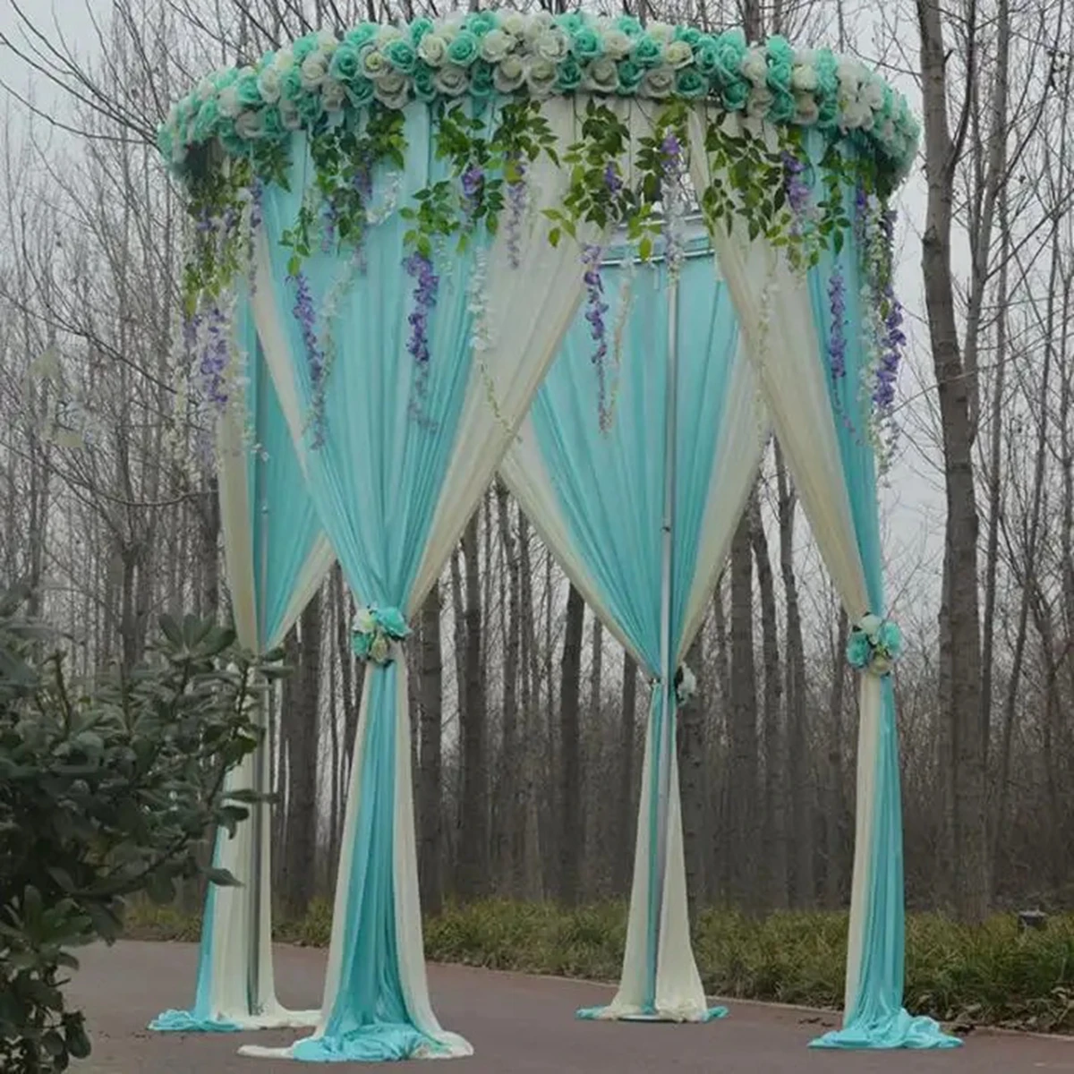 painted colour stainless steel frame flower stage canopy decorative grid floral backdrop stand wedding arch