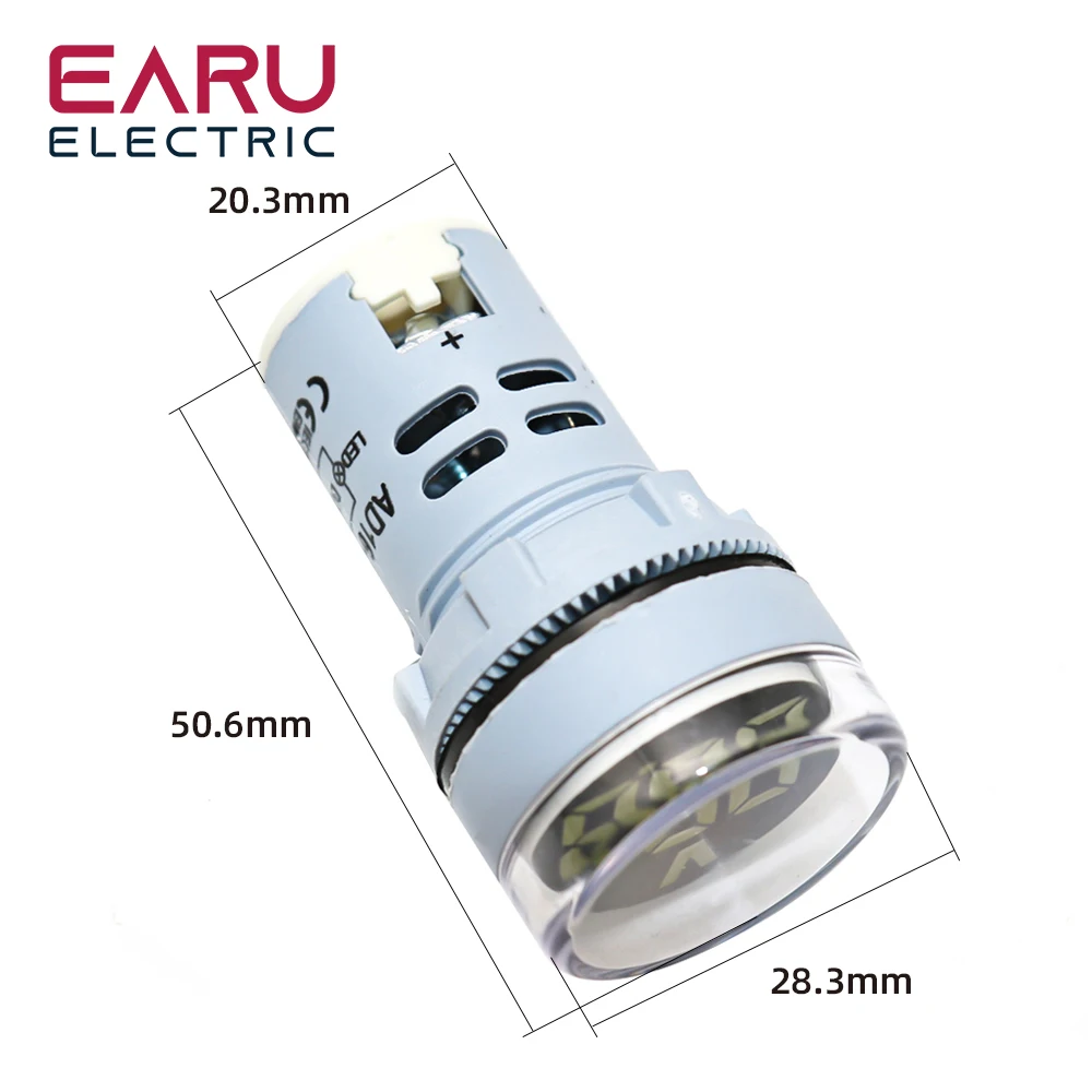 DIY Mini Digital Voltmeter 22mm Round DC5-60V Volt Voltage Tester Meter Monitor Power LED Indicator Pilot Lamp Light Display