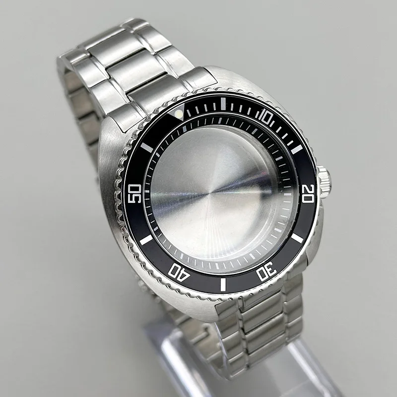 Customized NH35 Case 6105 Turtle Abalone Case Sapphire Glass Fit for NH35 NH36 7S26 4R Movement 28.5mm Dial With Steel Band Case