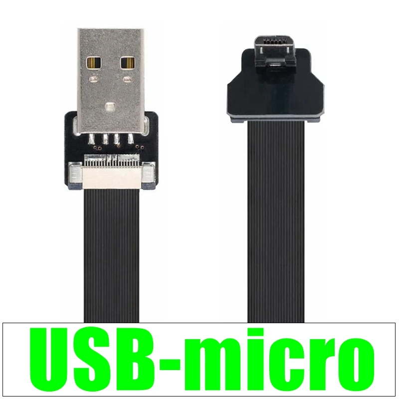 USB-مايكرو USB 2.0 حتى أسفل زاوية 90 درجة ذكر إلى مايكرو Usb 90 درجة ذكر سوبر شقة مرنة تمديد Usb2.0 كابل محول