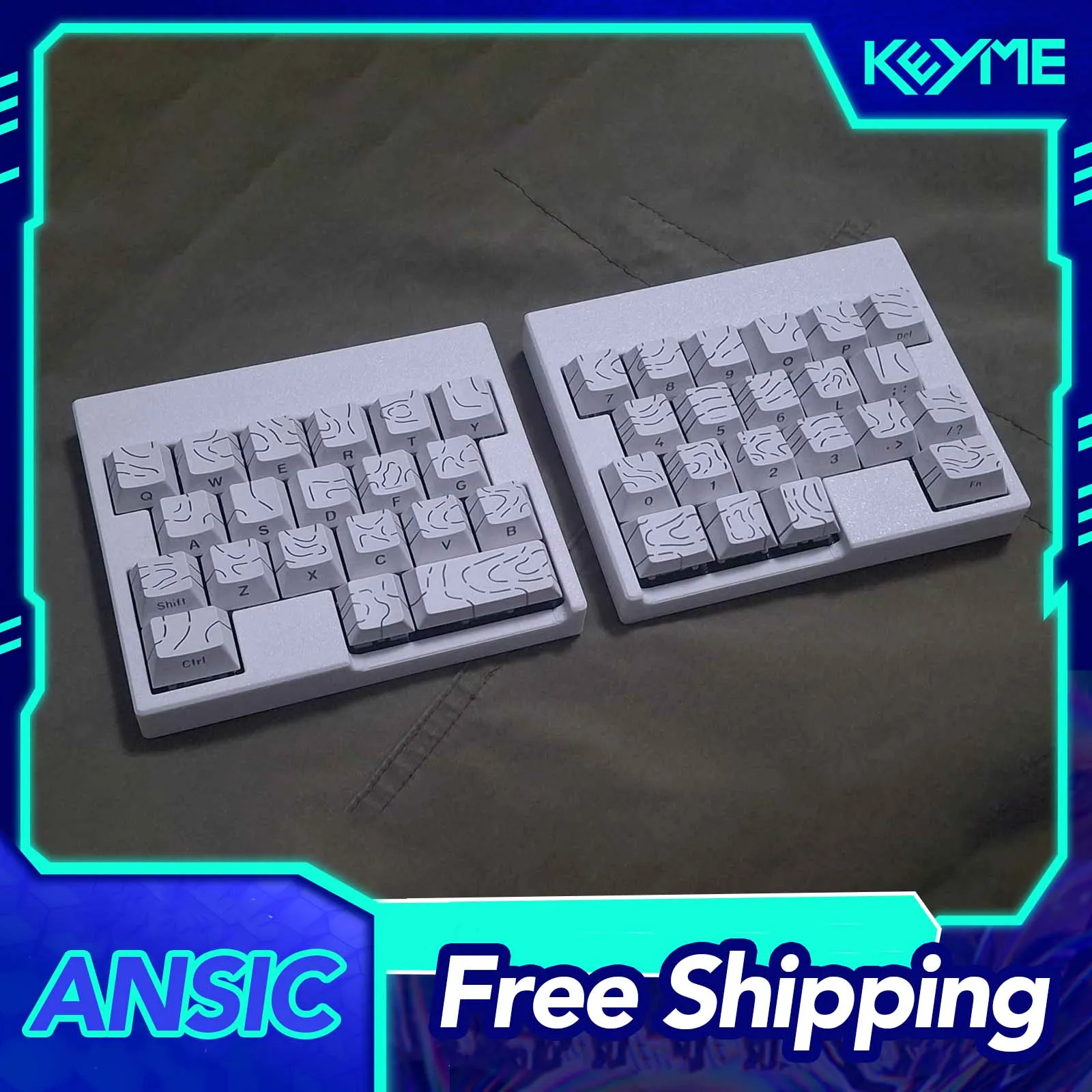 ANSIC Wired Split Keyboard Kit Hot Swap Support QMK/VIAL 500mAh Battery MX Switches PLA Case PC Gamer Accessories Customize Gift