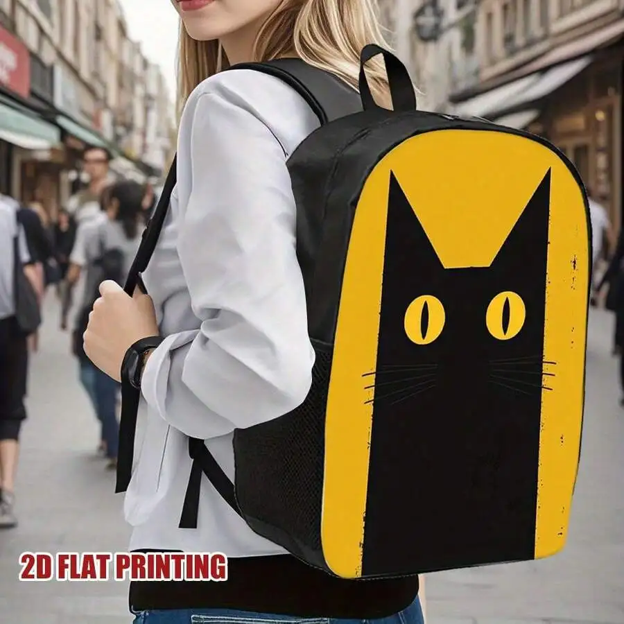

Halloween Cat 2D Flat Print Backpack Lightweight Polyester Daily Commute Bag With Adjustable Straps