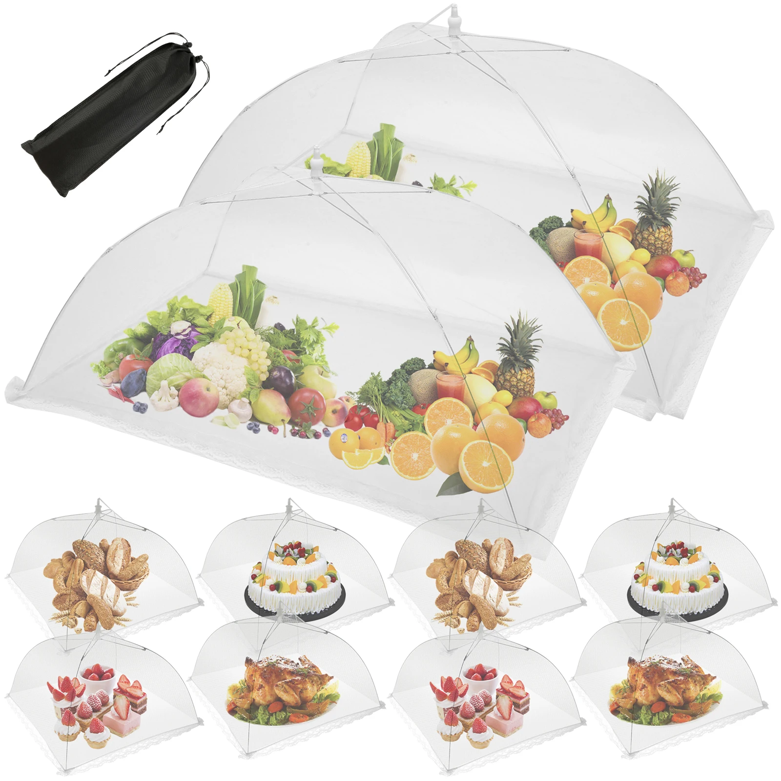 

10Pcs Mesh Food Covers Collapsible Pop Up Mesh Food Covers Reusable Food Tents Multipurpose Screen Mesh Food Tent for Outside