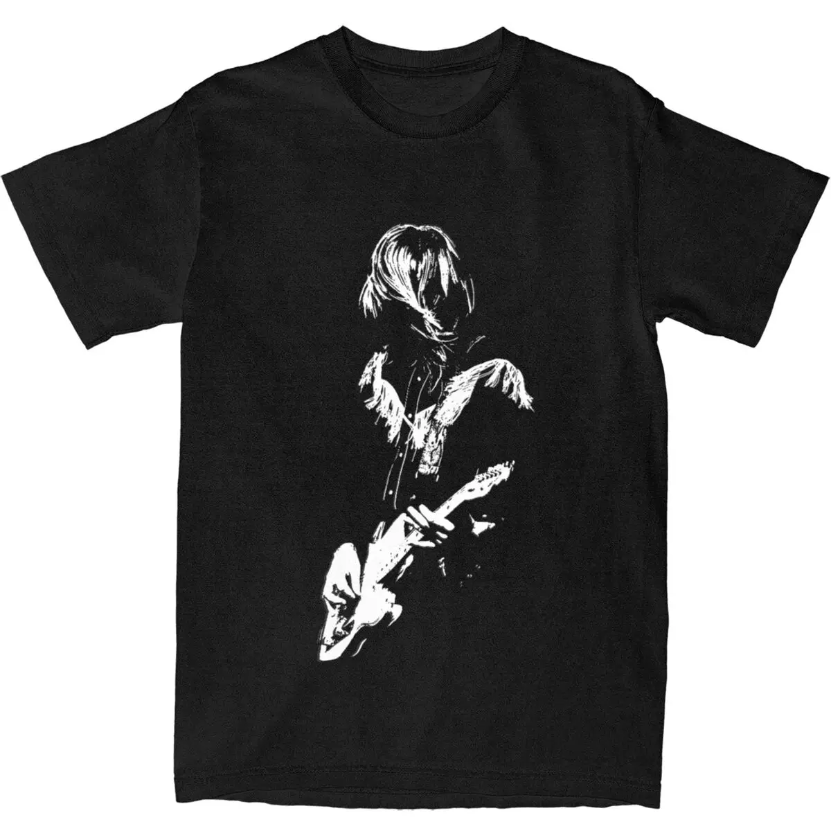 Kurt Cobain Guitar Player T-Shirt Summer Rock Music Y2K Funny T-Shirts Pure Cotton Trend Tee Shirt For Men Short-Sleeved Top Tee