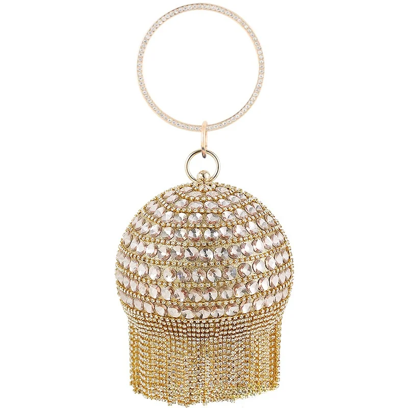 

Ele круглая сумка-клатч для ужина для женщин, сумка Briti Sle, праздничный дизайн с кисточками, жесткая сумка с ручкой на плечо