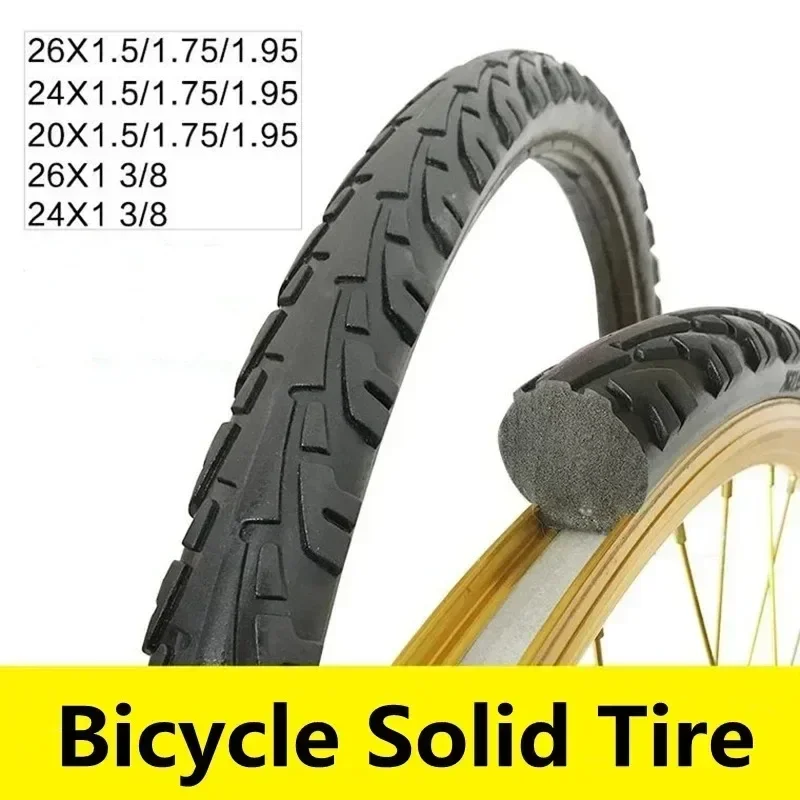 1pc Bicycle solid tire 20/24/26 inch x1.50/1.95/1 3/8 bicycle solid tires 26 inch MTB tire Anti Stab Riding for road bike tyre