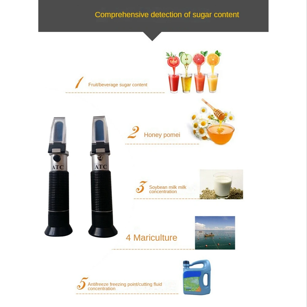 Multifunction Handheld Refractometer Sugar Concentration Meter Densimeter 0-32% Brix Saccharimeter Sugar Tester Fruits Grapes