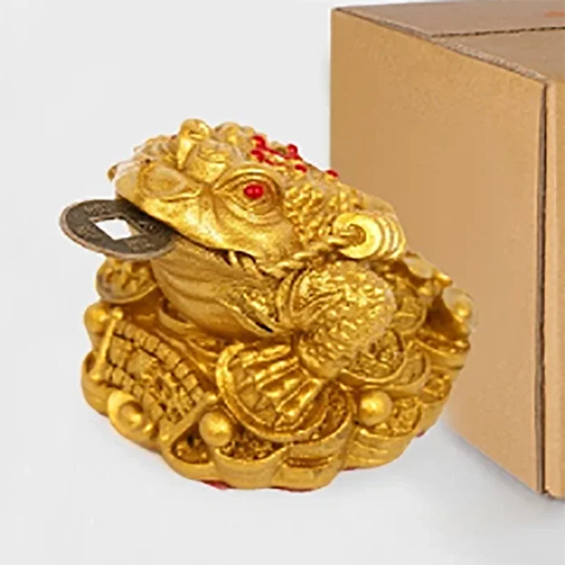 Lucky Fortune Golden Forg China Feng Shui Three-legged Toad Ornaments Opening Gift Desk Home Living Room Crafts