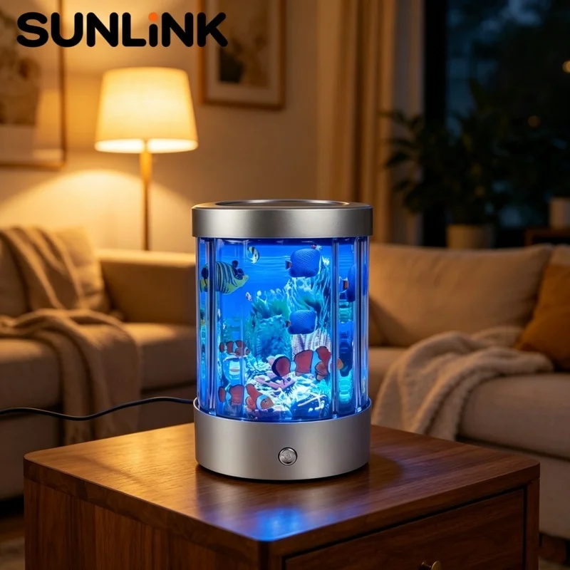 1pc 360° Rotating Ocean Projector Lamp USB Underwater World Fish Tank LED Night Light Bedroom Decor Table Lamp Home Holiday Gift