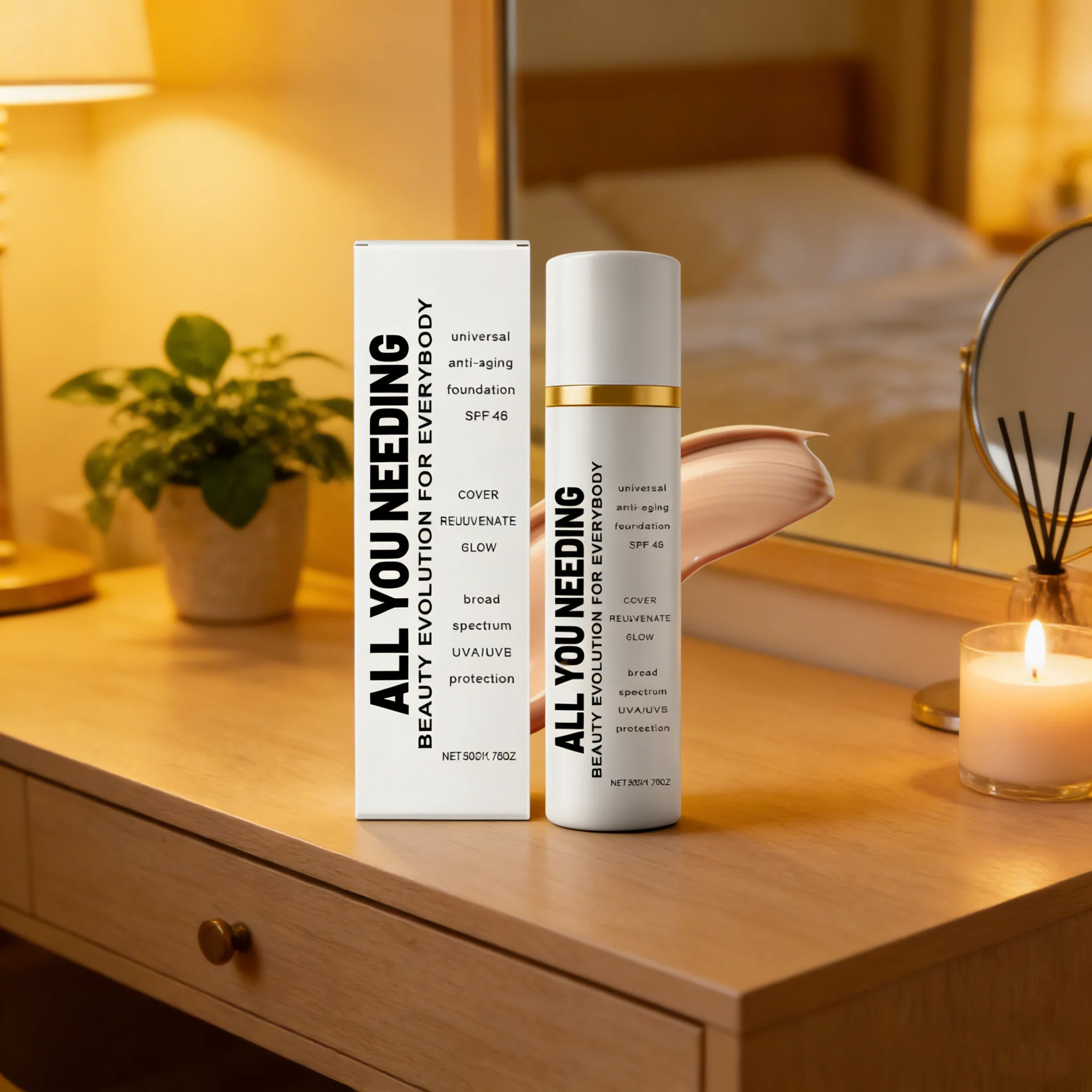 

4 in 1 Foundation Liquid Hydrating Medium Full Coverage Concealer SPF 50+ Longwearing Waterproof Foundation Natural Face Makeup